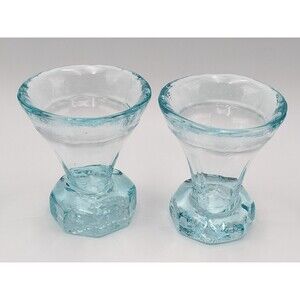 Heavy Recycled Glass Cocktail Glasses Aqua Pedestal Free Form Merridale Cidery
